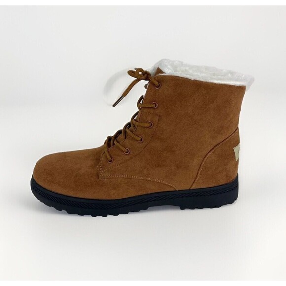 Chestnut Brown Snow Boots Mens SZ 11 Faux Suede Fleese Lined Lace Up Hiking - Picture 3 of 15